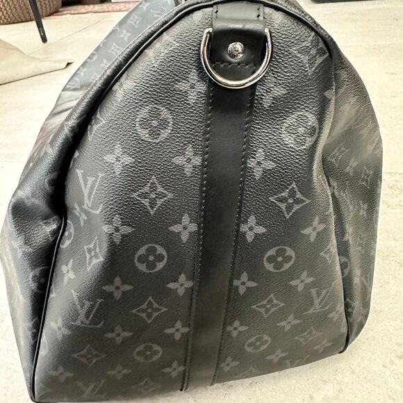 Louis Vuitton Keepall Bandoulière 55 Monogram Eclipse Black (Duffle Travel Bag) - Picture 7 of 10